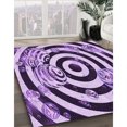 thumbnail image 3 of Ahgly Tapis Rond Lavable en Machine Intérieur Transitionnel Iris Violet, 5 Pieds Rond, 3 of 7