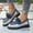 Blue, variant on Women's Platform Loafers, Color Block Lace-Up Round Toe Shoes, Comfortable Chunky Sole Casual Flats for Daily Wear, Work, Walking - Black/Red/Blue/Pink/Brown