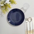 thumbnail image 3 of BalsaCircle 10 Round 8" Navy Blue Glossy Disposable Salad Dinner Plastic Plates Gold Trim Party Events Decorations, 3 of 8