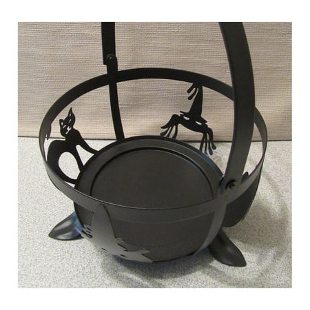 longaberger large black wrought iron halloween character cauldron holder retired