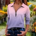 thumbnail image 2 of Enjoytime Fall Tops for Women Collared Half Zip Pullover Long Sleeve Shirts Fall Fashion Printed Business Casual Blouses, 2 of 6