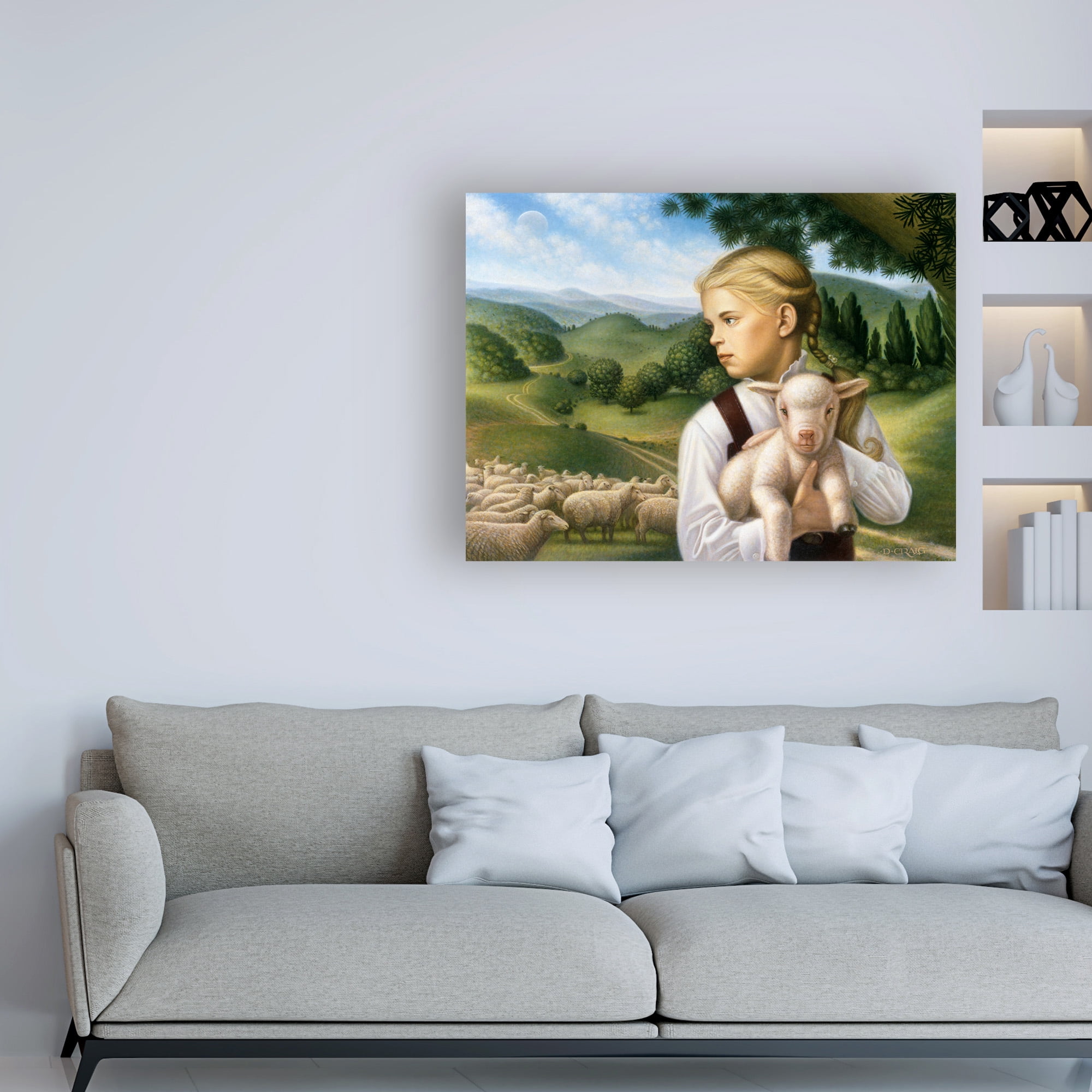 Trademark Fine Art 'Girl With Lamb' Canvas Art by Dan Craig