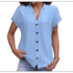 thumbnail image 2 of Blusa de Verano 2025 para Mujer, con Cuello en V, Volantes, Corta, Lunares, Holgada, Tipo Túnica Azul M, 2 of 5