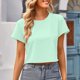 thumbnail image 3 of Blusa corta con estampado de manga corta y cuello redondo informal cómoda a la moda para mujer OAVQHLG3B Store lin121212, 3 of 3