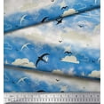 thumbnail image 2 of Soimoi Poly Georgette Fabric Clouds & Flying Swift Bird Print Fabric by Yard 52 Inch Wide, 2 of 3