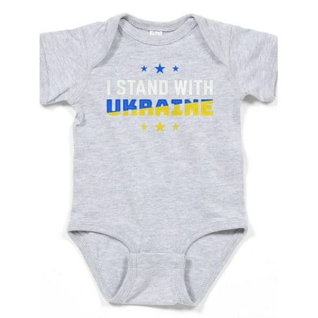 

CafePress - Stand With Ukraine Support Flag Want Pea Body Suit - Cute Infant Bodysuit Baby Romper