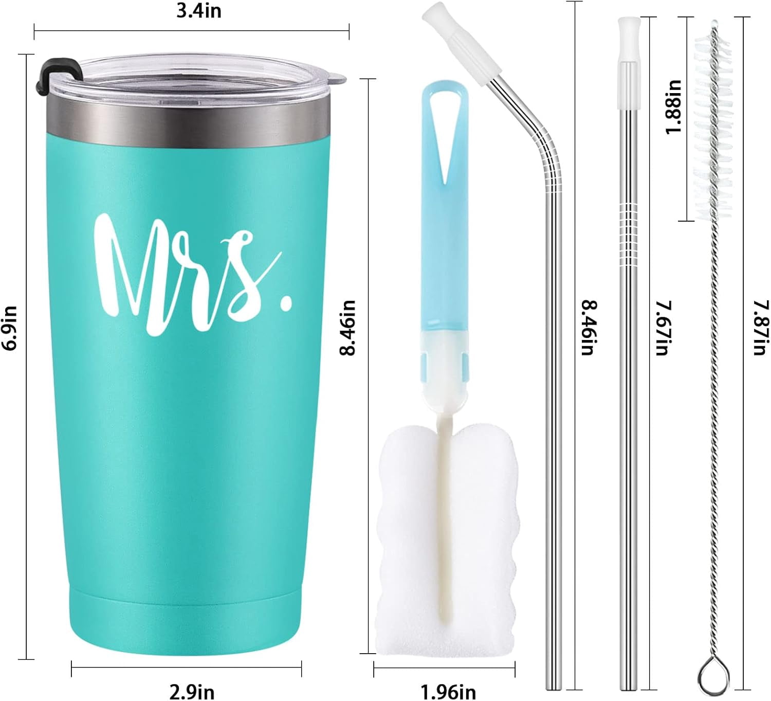 Mr & Mrs Stainless Steel Travel Tumbler Set Of 2 - 20 Oz, Black & White, Wedding Engagement Gift - View #4