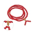 thumbnail image 3 of PULSERA DE CUENTAS BUDISTAS, 108 CUENTAS DURADERAS CINNABAR 8 MM DE SUPFICIE LISA CADENA DE MUÑECA CINNABAR CON CUENTAS DE ORO DE CRISTAL PARA LOS MEJORES DESEOS PARA AMIGOS, 3 of 7