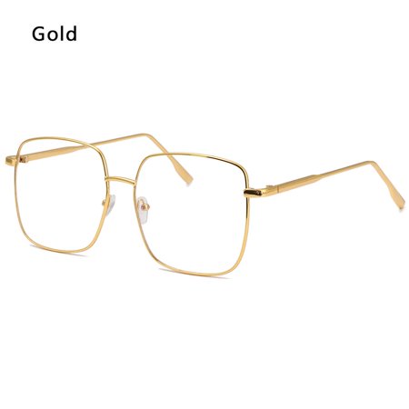 Fashion Metal Frame Square Radiation Protection Anti Blue Ray Glasses Resin Lens Computer Gaming Eyewear Optical Spectacle Frames GOLD