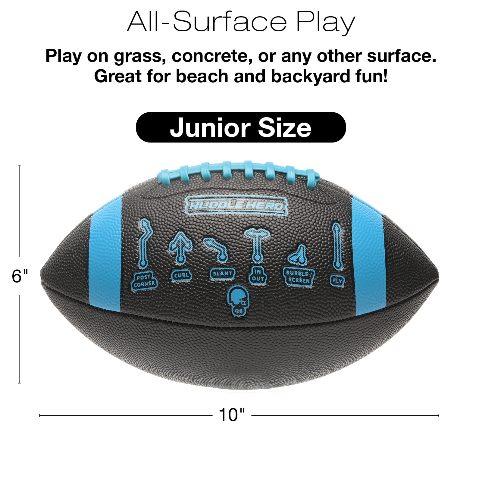 Huddle Hero Mini Football 2-Pack w/ Pump (Black/Green and Brown/White) (Black and Blue, Junior)