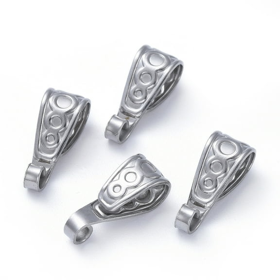 100pc Tarnish Resistant 304 Stainless Steel Tube Bails Loop Bails Bail Beads Teardrop Stainless Steel Color 15x6x6mm Hole: 3x2mm and 8x4.5mm