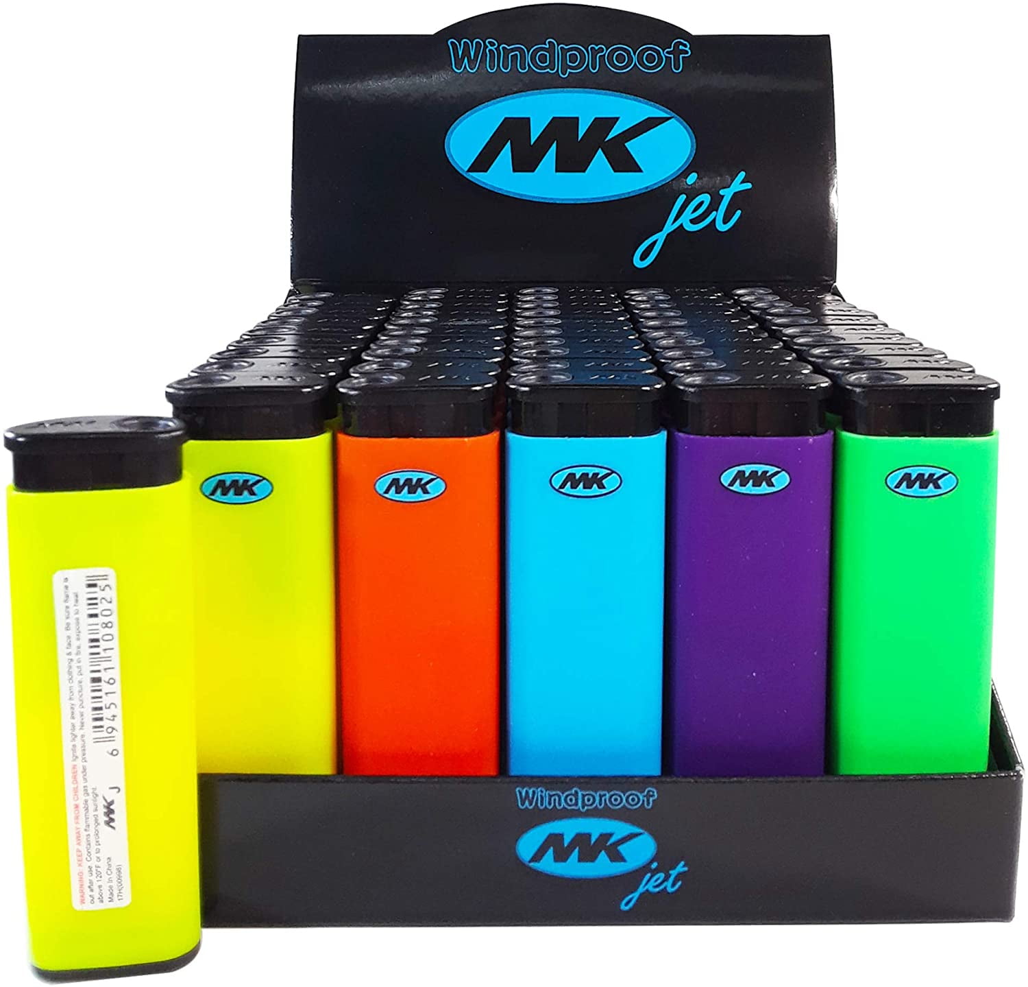 50 Full Size MK Jet Torch Assorted Color Lighters Windproof Refillable