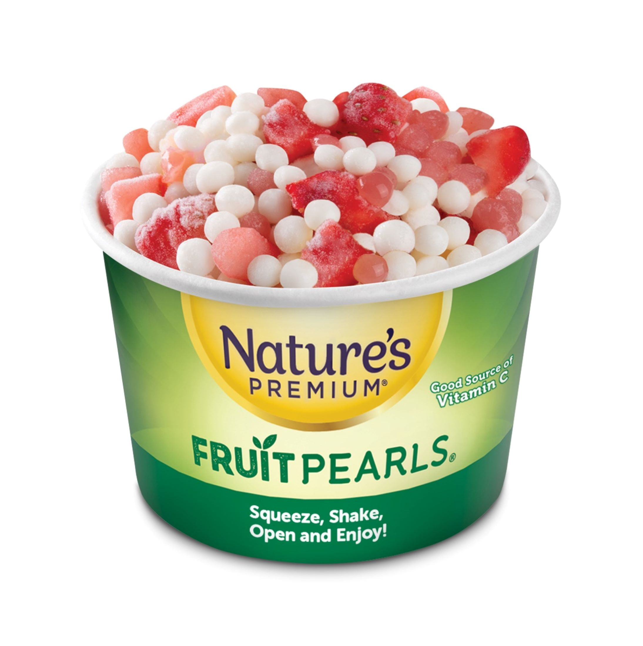 Nature's Premium Fruit Pearls, Frozen Fruit Snack, Strawberry & Cream, 2.3 oz, 4 Count Box