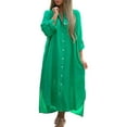 thumbnail image 1 of Kcodviy Robe Chemise Unie pour Femmes Robes d'Été Décontractées pour Femmes Longueur Midi Jupe Longue Décontractée Longue Petite Robes Maxi Manches Cardigan Robe, 1 of 5
