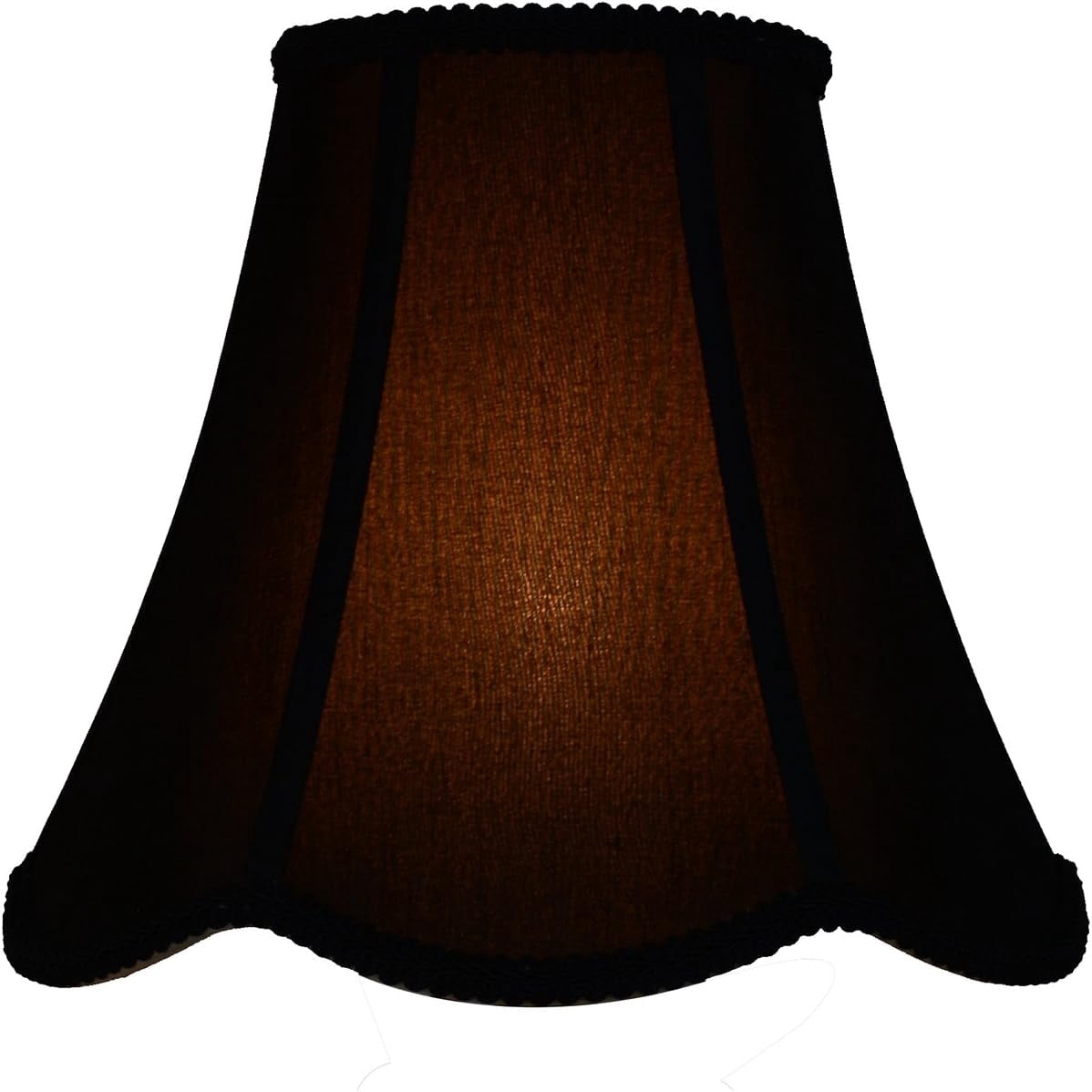 Urbanest Softback Faux Silk Scalloped Bell Drum Lampshade – 6" Top x 12" Bottom x 11" Slant Height – Black Tone – Spider Fitter- 1 Piece