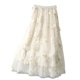 thumbnail image 3 of TaTaai Women High Waist Double Layer Mesh 3D Floral Appliqué Midi Skirt Lightweight Breathable Soft Machine Washable No Fading Versatile Daily Office Party Casual Wear Midi Skirt Gift, 3 of 8