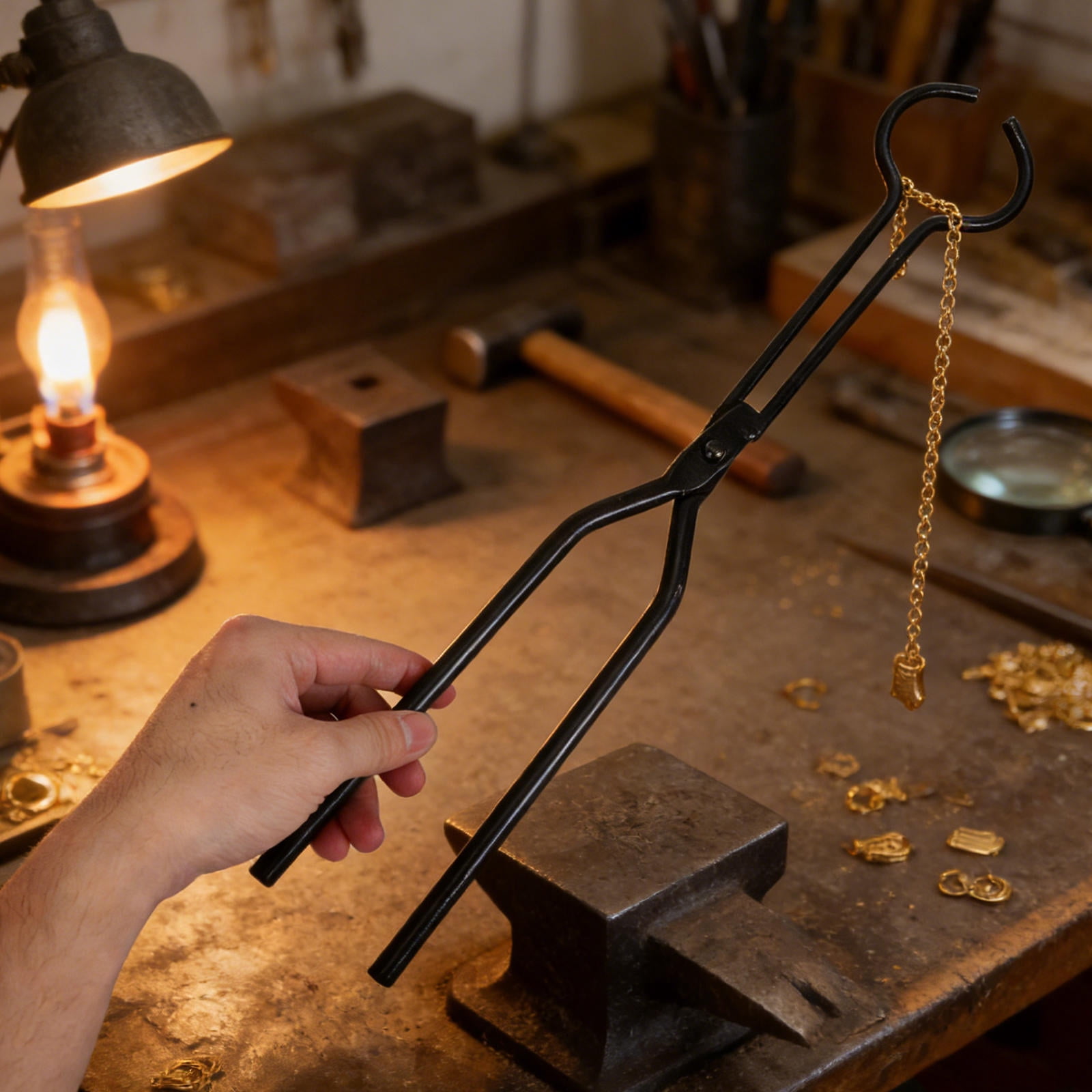 BESTYASH Black Metal Crucible Tongs for Foundry, Furnace, Jewelry Melting, Casting, and Metalworking Tools
