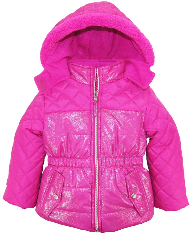 Pink Platinum Little Girls Quilted Hooded Winter Bubble Puffer Jacket ...
