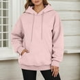 thumbnail image 2 of Sweatshirt Women Women's Solid Sweatshirt Men's Casual Pullover Hoodie Long Sleeve Comfortable Winter Warm Lined Sweatshirt With Drawstring Pocket For Daily Wear, 2 of 4