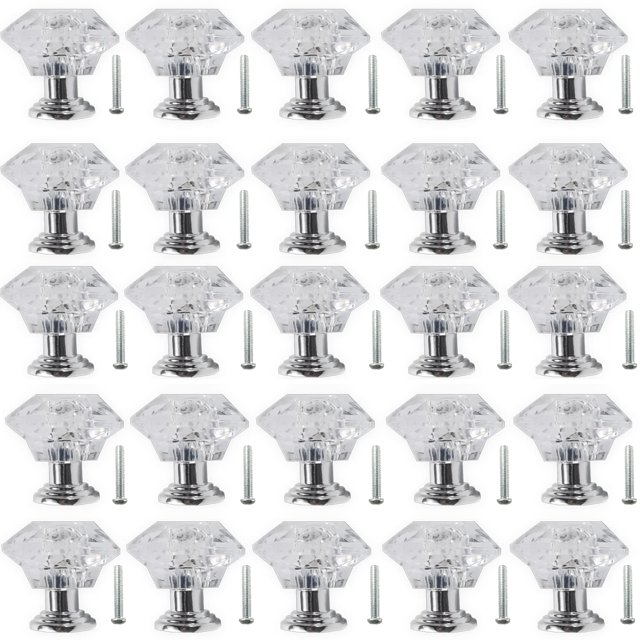 Perillas para cajón NSBELL, 26 piezas, 24 mm, acrílico transparente tipo cristal