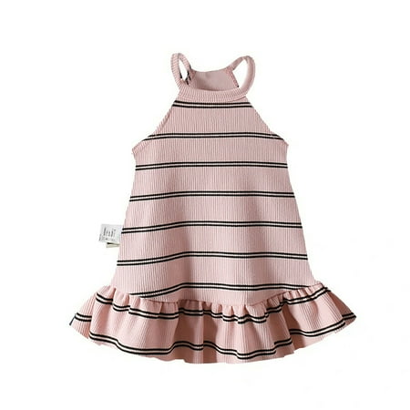

Toddler Little Girls Dress Daisy Printed Dress Stripe Beach Dresses Clothes Kids Baby Sweet Sundress Outwear Leisure Dailywear