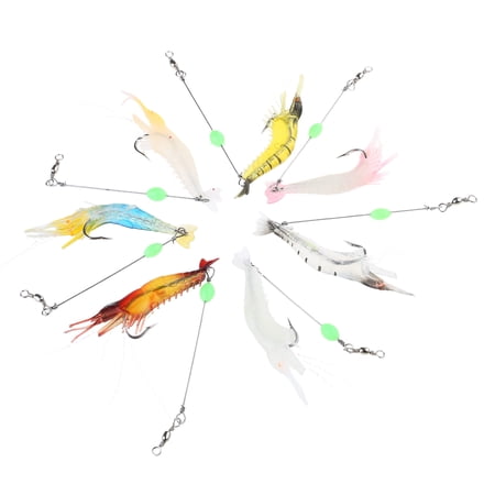 7 Pcs Artificial Lures Silicone Shrimp Fishing Lures Swimbait Simulation Soft Shrimp Baits Fishing Tackle