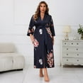 thumbnail image 2 of WTOBBY Women's Plus Size Lounge Robe 3X-6X Belted Kimono Long Sleeve Soft Cover Up Comfy Home Wear Sexy Nightwear Loungewear,Black 2XL, 2 of 7