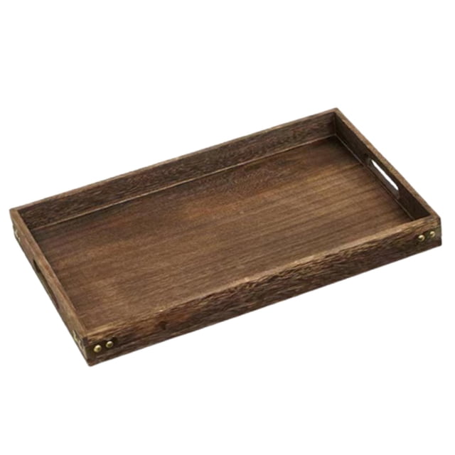 Bandeja de desayuno, bandejas de comida anidadas rústicas, plato de madera, bandeja de servicio de madera práctica y liviana, bandeja de servicio de 1 PC SM SunniMix Bandeja de servir