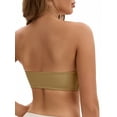 thumbnail image 3 of INSPIRE CHIC Women's Mesh Front Closure Push Up Wirefree Bandeau Strapless Breathable Tube Bras L Khaki, 3 of 4