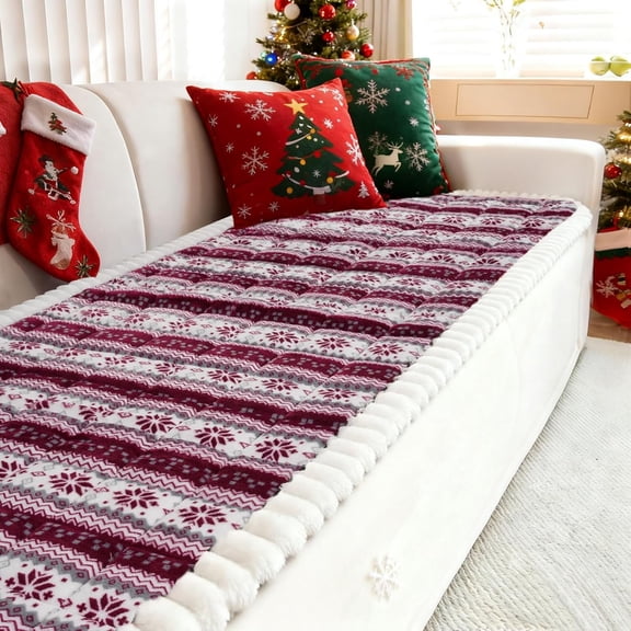 Aonewoe Christmas Couch Covers for Pets Washable Couch Protector for Dogs Non-Slip Sofa Slipcover (Deep Red, 27.6" x 70.9")