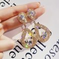 thumbnail image 3 of Grandest Birch Elegant Women Rhinestone Heart Teardrop Dangle Ear Drop Earrings Party Jewelry Alloy, Rhinestone Gold, 3 of 8