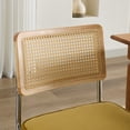 thumbnail image 6 of Muse Modern Upholstered Velvet Dining Chairs, Cane Rattan Back, Stainless Chrome Base, Gold, Set of 2, 6 of 9