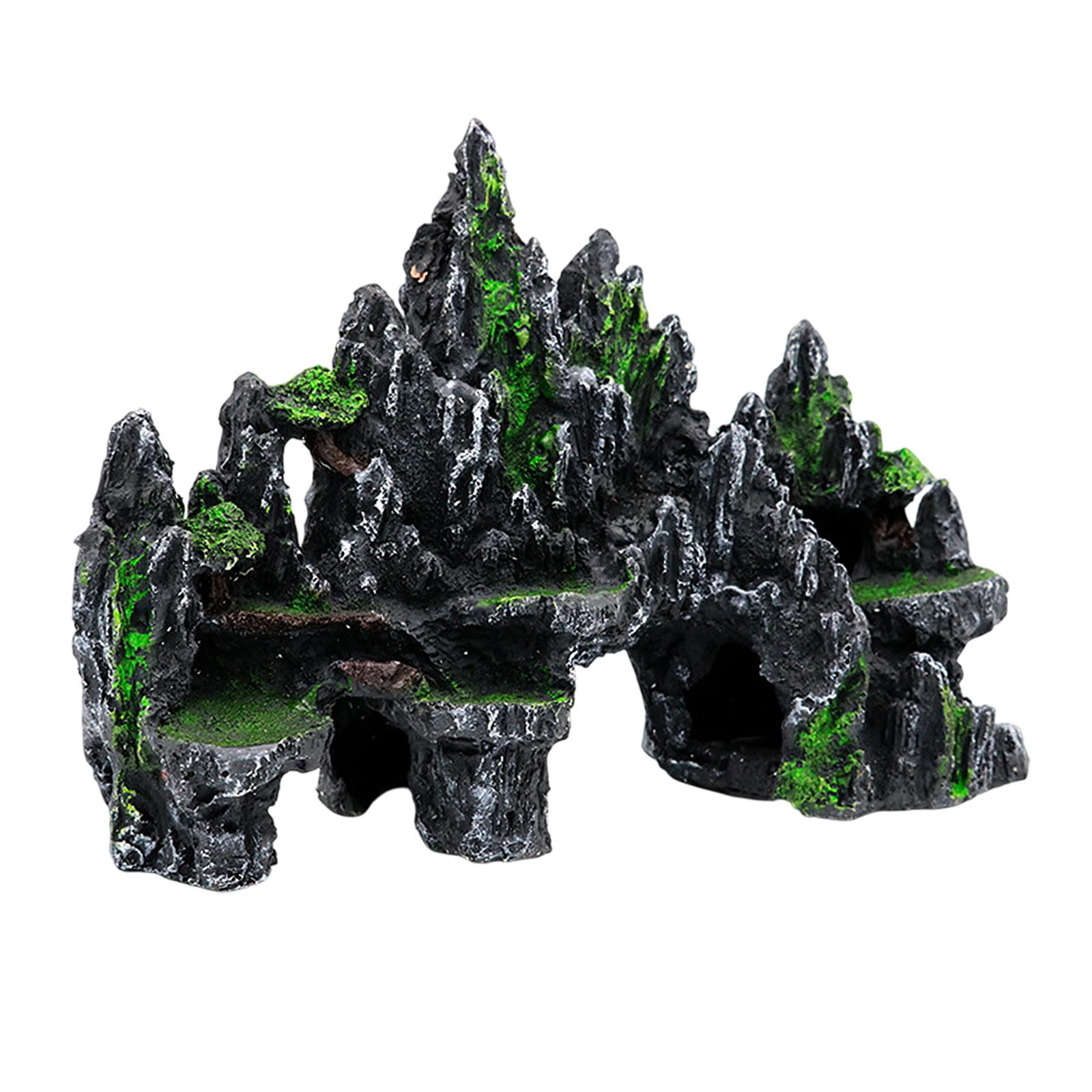 Aquarium Mountain View Stone Ornament - 6.6 Inch Resin Pavilion Decor For Fish Tanks - View #9