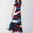 thumbnail image 4 of Women's Patriotic Star Print V-Neck Short Sleeve Maxi Dress, Flowing A-Line Summer Casual Dress for 4th of July & Beach Vacations,Black L, 4 of 5