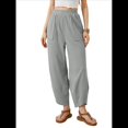 thumbnail image 3 of Pantalones Anchos y Holgados para Mujer, Estilo Palazzo Harén, Informales, con Cintura Elástica y Bolsillos. Gris L, 3 of 10