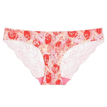 

WZHKSN Women Lace Panty Pink Hollow Out Briefs 1-Pack