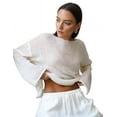 thumbnail image 2 of Women Oversized Long Sleeve Sheer Mesh Knit Sweater Tops Y2K Summer Loose Hollow Out Pullover Jumper Shirt Beach White L, 2 of 9