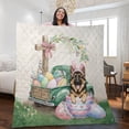 thumbnail image 2 of Easter Egg German Shepherd Bunny Ear Welcome Spring Truck Quilt Blanket Alsatian Dog Lover Gifts Cozy Comforter Throw Blanket - 12002, 2 of 5
