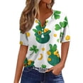 thumbnail image 2 of St.Patrick's Day T-shirt Women - Irish Lucky Clover 3/4 Sleeve Shirt, Fashion Shamrock Green Shirt, Costume for St.Patrick's Day|Style DCyanXXXL, 2 of 5