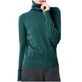 thumbnail image 2 of Otntypg Turtleneck Sweater for Women Lightweight Casual Long Sleeve Plush Thick Warm Wool Tops Trendy Slim Fit Basic Pullover Jumpers Female Cozy Knitted Blouse Green S, 2 of 6