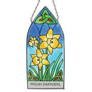 Royal Tara Welsh Daffodil Stained Glass Window Hang Suncatcher Scottish Gothic Panel Handcrafted Decor Housewarming Gift (W 3.74" x H 7.87")