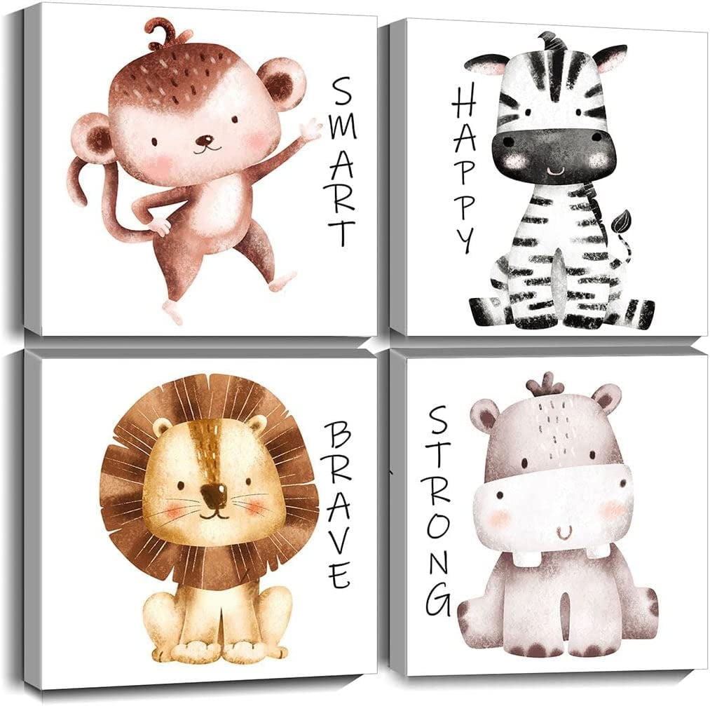 Kids Wall Art Canvas Prints Animals Painting Picture for Nursery Boys