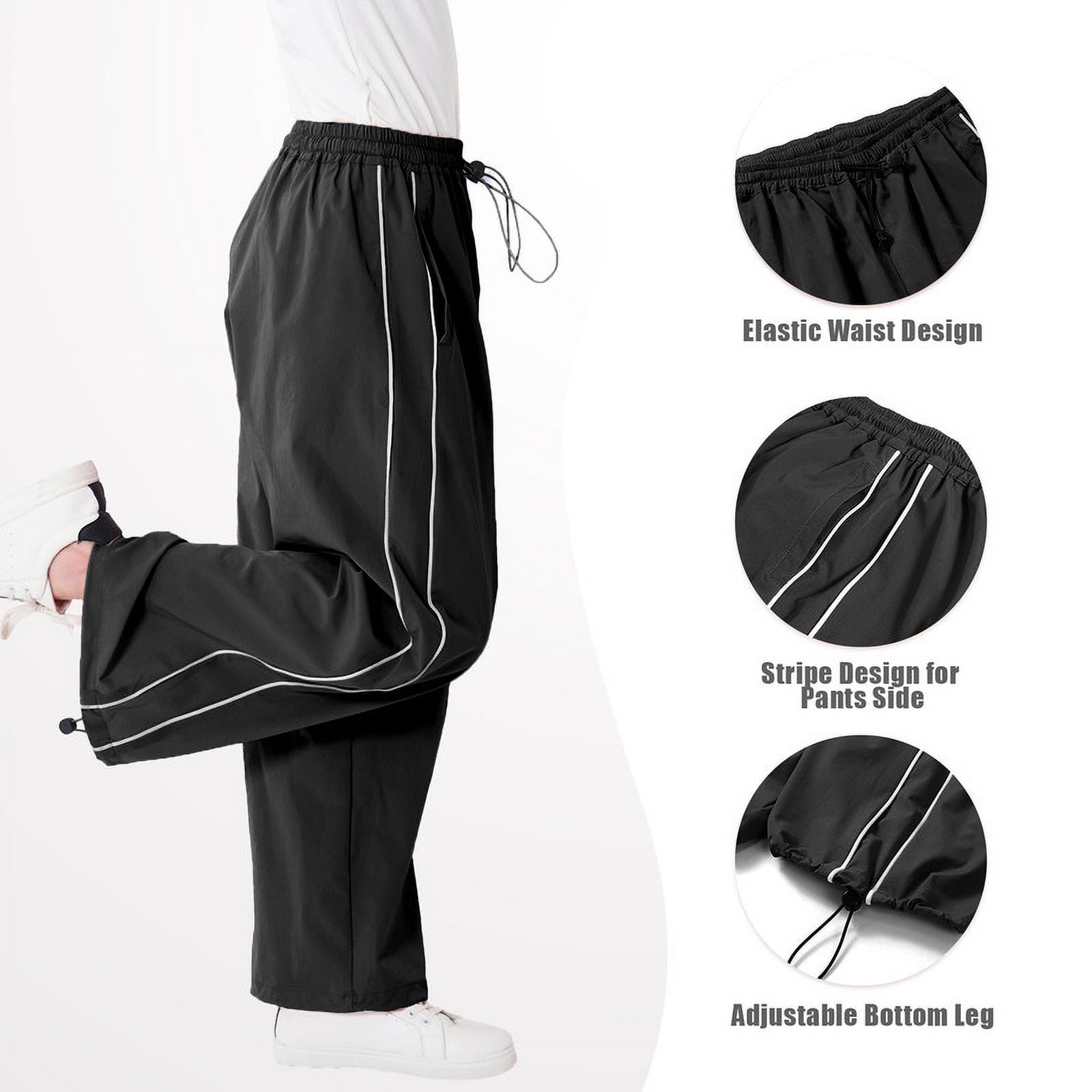 Rolanko Parachute Pants for Girls Y2K Cargo Trousers with Pockets Harajuku Jogger Pants
