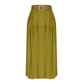thumbnail image 2 of NSLGXD Women's Flowy Ankle Skirts Elastic Waist Linen Cotton Maxi Skirt with Woven Belt & Pockets Casual Tiered Boho Skirt for Summer S-XL, 2 of 7