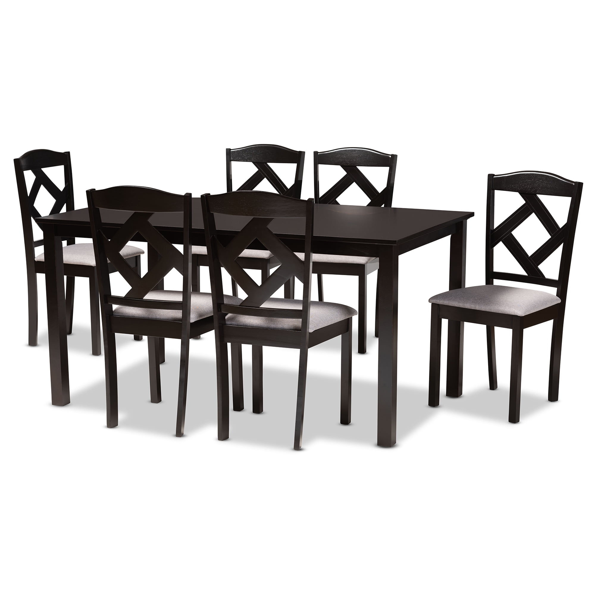 Baxton Studio Ruth Transitional Dining Set, 7-Piece, Dark Brown