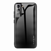 Elehold Slim Hybrid Tempered Gradient Glass Case for Samsung Galaxy S22 6.1 inch Soft TPU Bumper Phone Case Slim Cover,Black