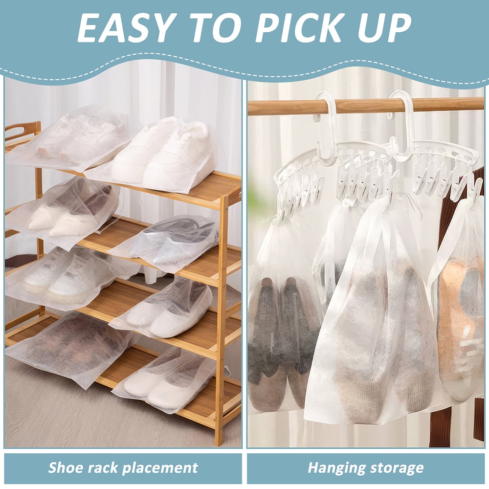 400Pcs Non-woven Fabric Shoes Storage Bags Portable Travel Dustproof Clothes Organizer Pouches Rectangle White 36x31x0.03cm 50pcs/bag for making