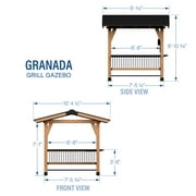 Backyard Discovery Granada 10x9 Cedar Wood Grill Gazebo, Galvanized Steel Roof, Bar Tops