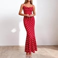 thumbnail image 5 of asdoklhq Spring Summer Dress Spring Dresses Womens Summer Fashion Casual Printed Bodycon Split Dress Maxi Dress Red L, 5 of 7