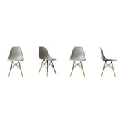 Mid-Century Modern Eiffel Style Dining Chair with Wood Legs - Mid Grey (Set of Two)